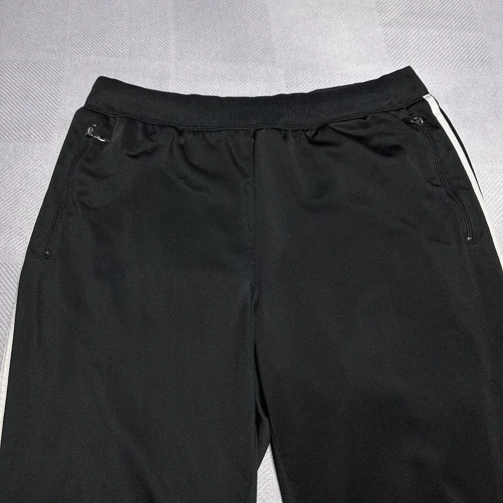 Vintage Y2K Adidas 3 Stripe Zip Pockets Black Track Pants‎ Size Medium